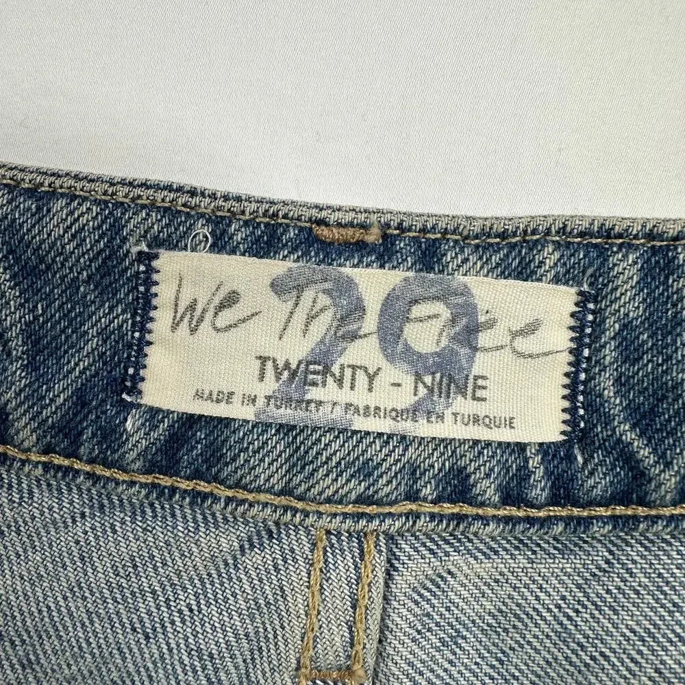 We The Free Jeans Womens 29 Blue Fast Times High Rise Mom Distressed Button Fly
